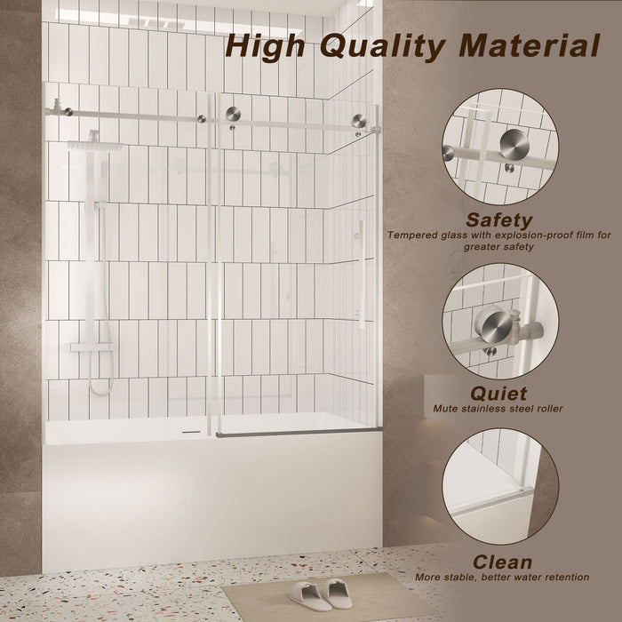 Frameless Shower Door, Smooth Sliding Tracks