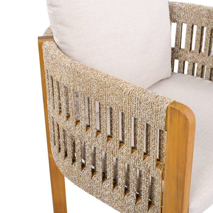 Outdoor Dining Chairs With Mix Rope Handles (Set of 2)