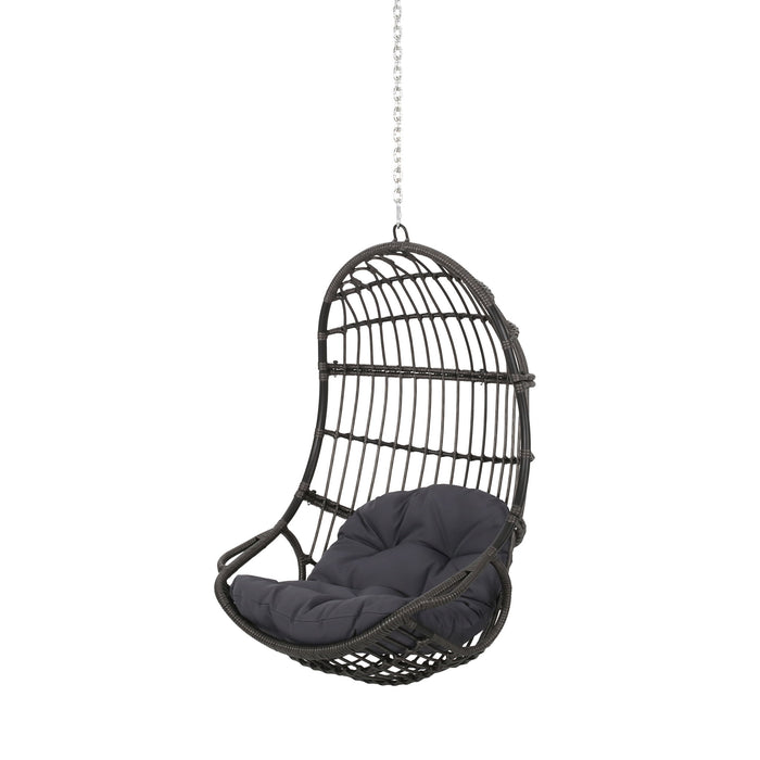 Rustic Hanging Basket Chair With Cushion
