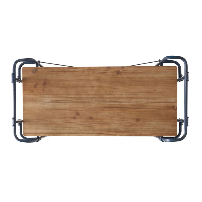 Yorktown - Industrial 5 Shelf Bookcase With Metal Pipework And Solid Fir - Natural