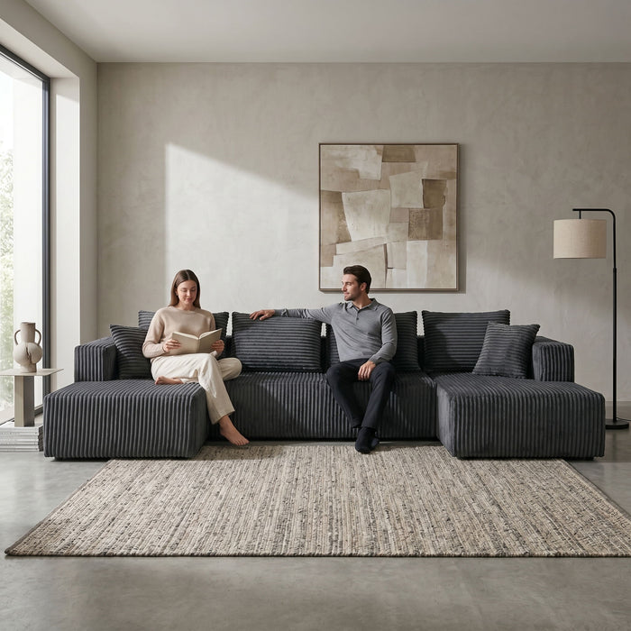 U-Shaped Modular Sectional Sofa With Double Chaise, Oversized Deep Seat For Living Room