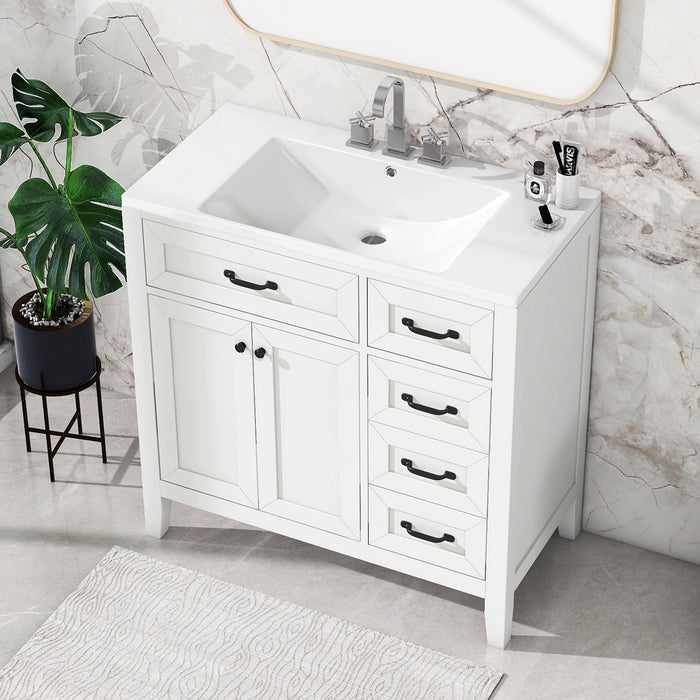 Modern Bathroom Vanity With Sink, Freestanding With Drawers And Doors