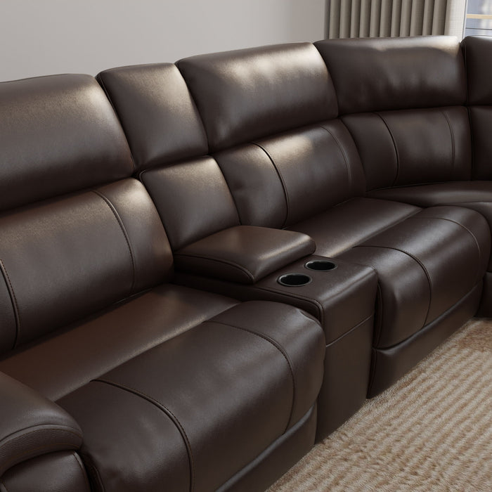 Brazil - Power Sectional With Adjustable Headrest & Footrest - Dark Brown