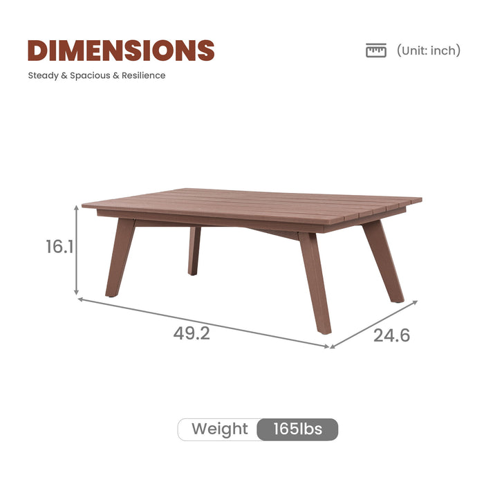 Outdoor Coffee Table, Wide Tabletop For Patio - Brown