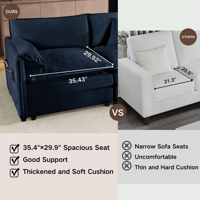 Modern Oversized Deep Seat Sectional Sofa With Pillows