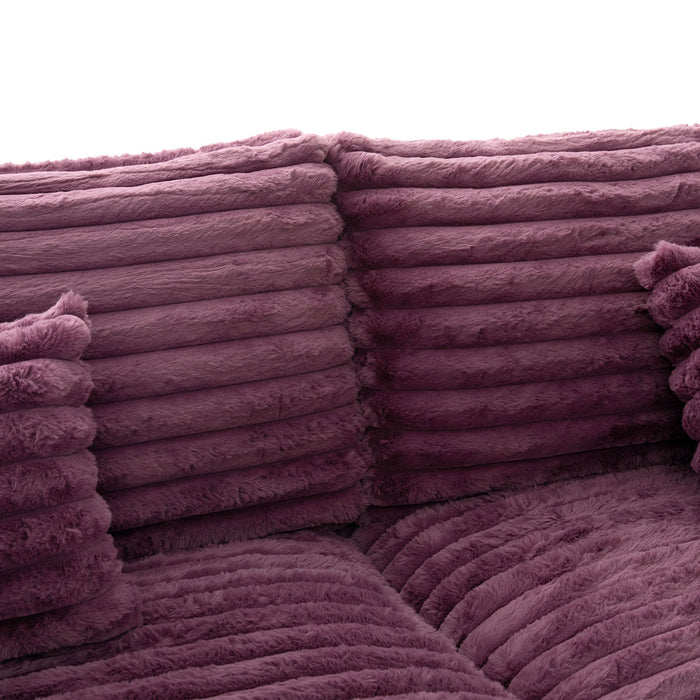 Plush Oversized Double Chaise Lounge Sofa Bed With USB Ports And Cup Holders