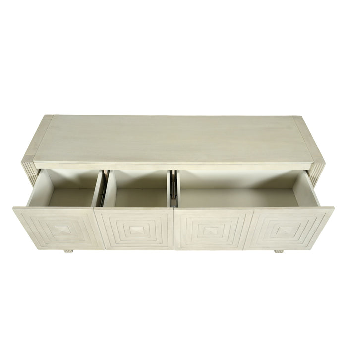 Geometric Carved Console Table With 3 Soft Close Drawers