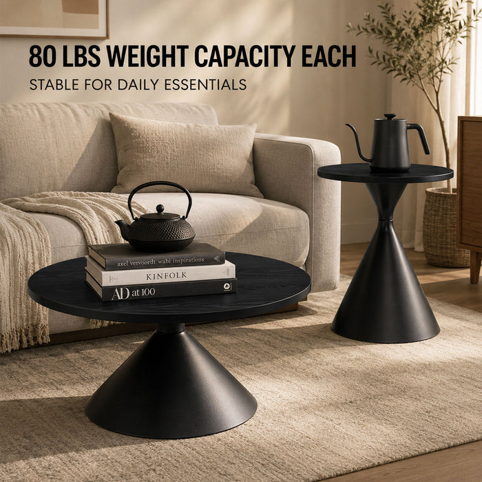 2 Piece Coffee Round Table Set
