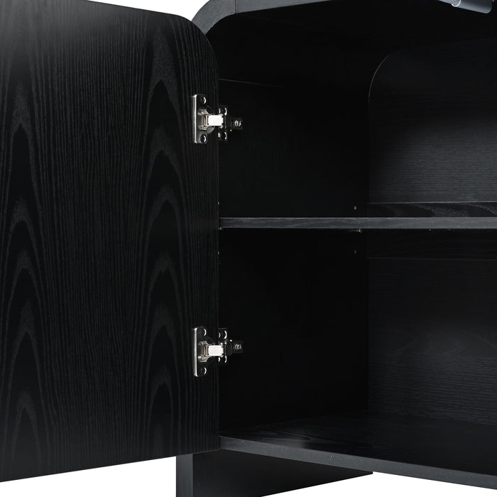 Curved Edge TV Stand With Large Cabinets