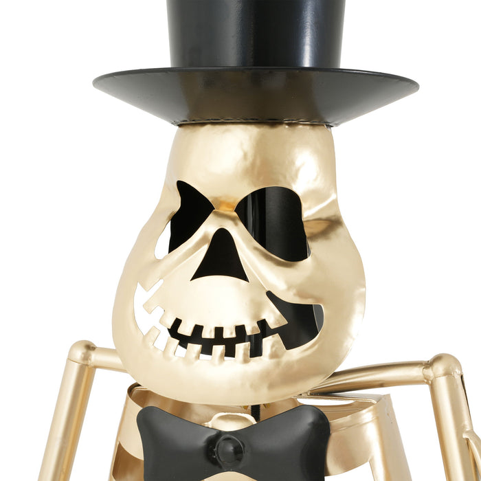 Skeleton Musician Statue, For Halloween Indoor Outdoor Party Display - Gold