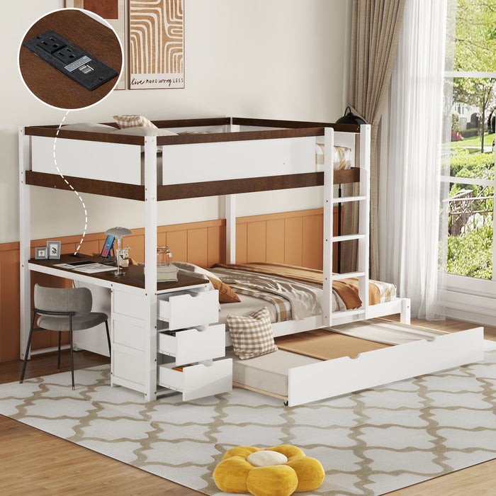 Bunk Bed With Twin Size Trundle, Storage And Desk