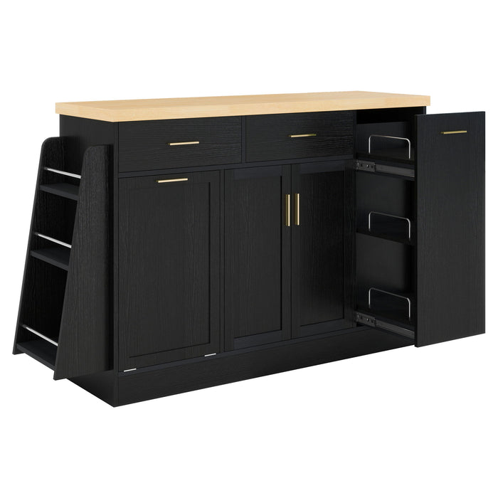 Kitchen Sideboard With Sliding Door Cabinet, 3 Tier Spice Rack