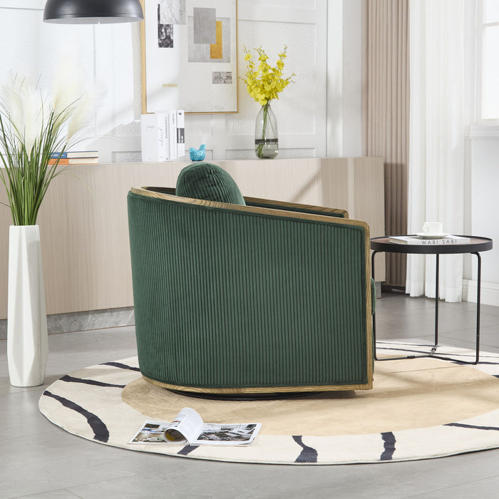 Corduroy Barrel Chair, 360 Degree Swivel
