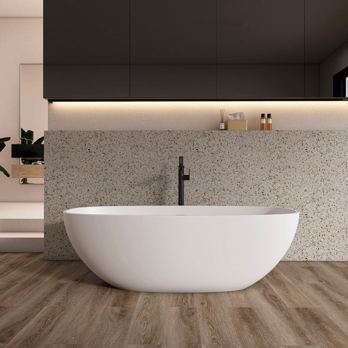 Soaking Bathtub, Freestanding, Solid Surface - Matte White