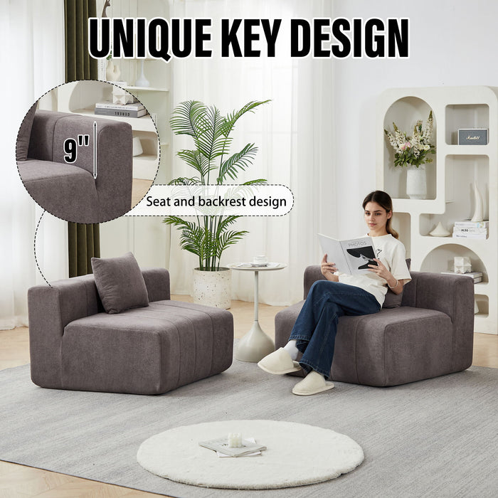 Curved Sectional Sofa With 2 Pillows For Living Room - Gray