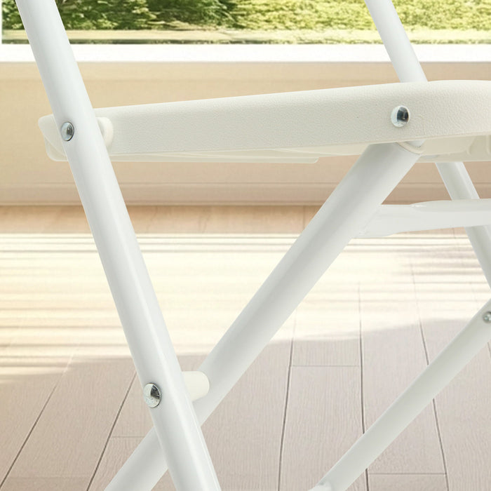 Folding Chairs, Stackable & Waterproof (Set of 4) - White