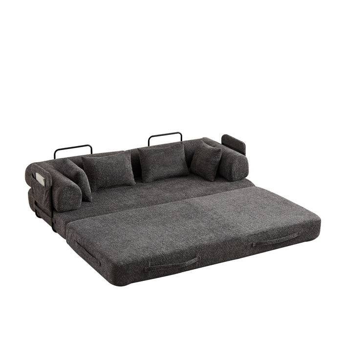 Convertible Sleeper Sofa Bed With Cylindrical Pillow
