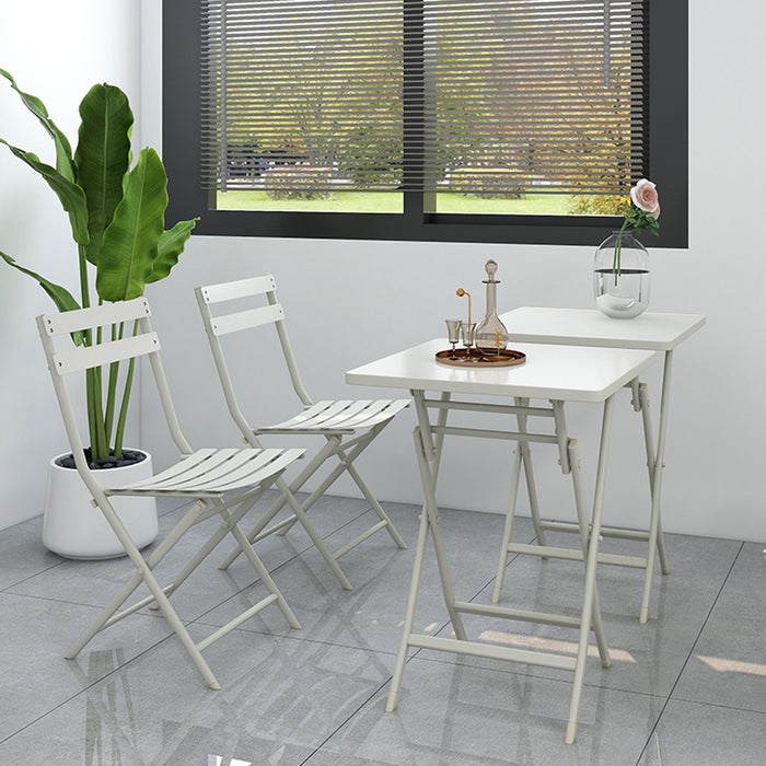 3 Piece Patio Bistro Set Of Foldable Square Table And Chairs