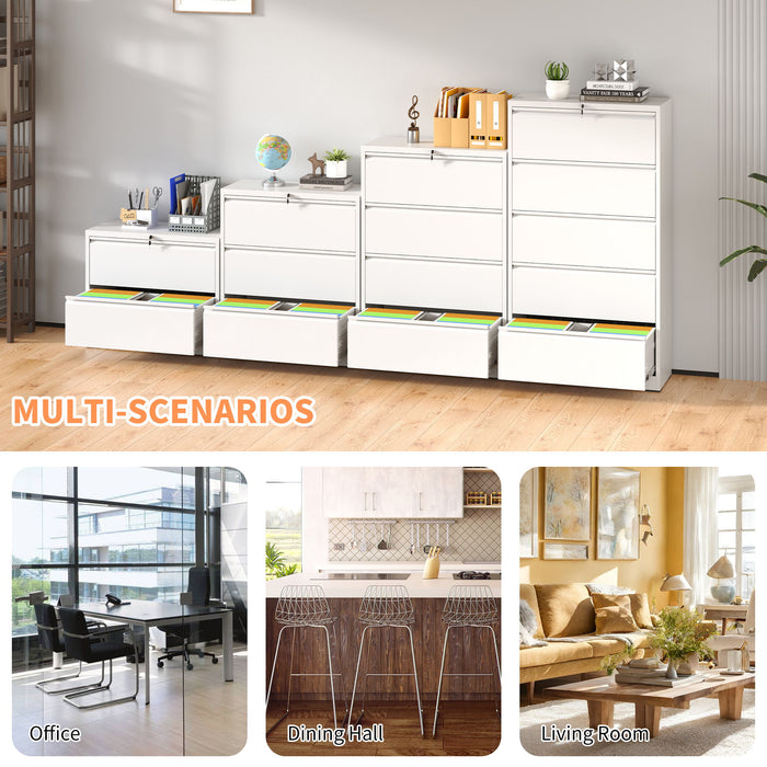 Lateral File Cabinet, Locking Heavy Duty, Anti-Tip Safety Interlock, Vertical Storage For Letter/Legal/A4 Files