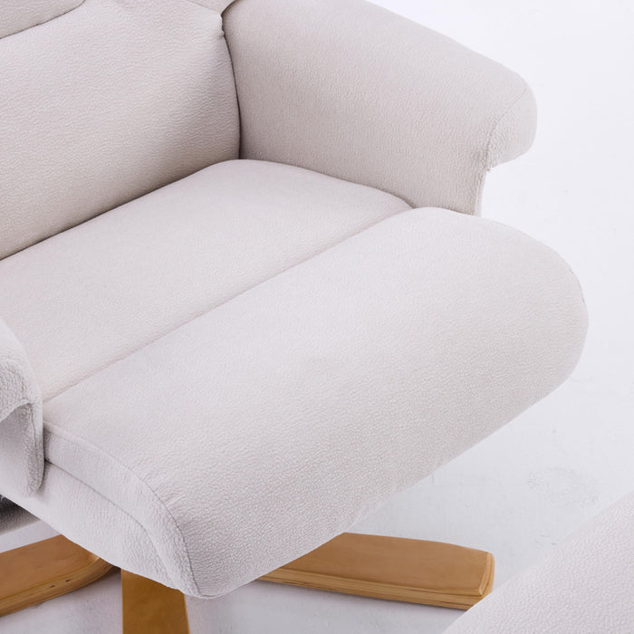 Upholstered Heated Massage 360° Swivel Accent Chair With Ottoman