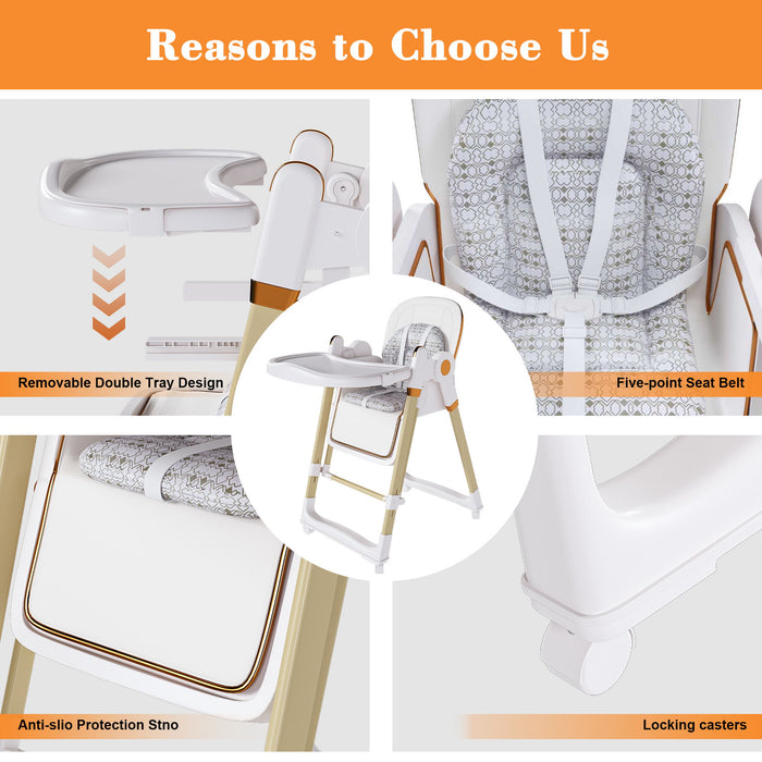 Convertible Baby High Chair To Rocker With 5 Point Harness