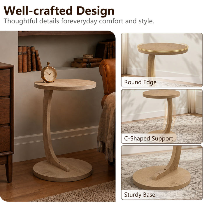 C - Shaped End Table With Sturdy Base