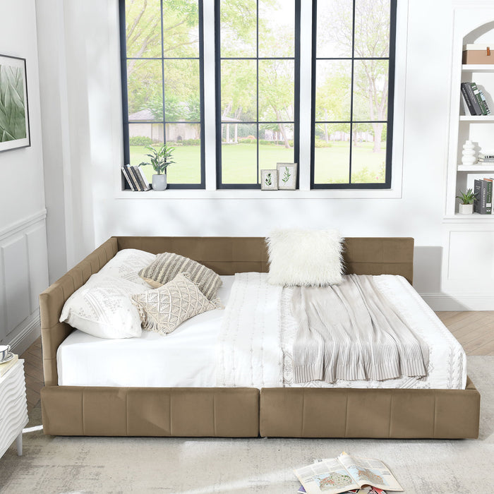 Storage Upholstered Tufted Bed Frame With Backrest And Armrests