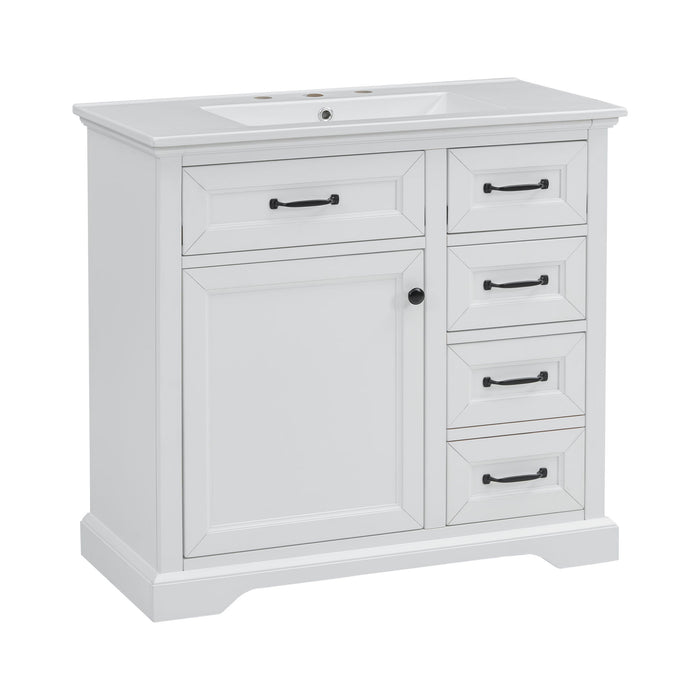 36" Bathroom Vanity With Sink, 2 Tip Out Drawers, Soft Close Hinges