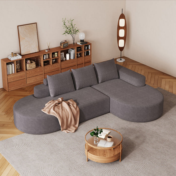 Modern Curved Sofa, L-Shaped Modular Sectional Set With 3 Pillows