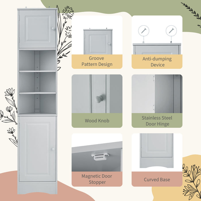 Multi Functional Corner Cabinet With Adjustable Shelves And 2 Doors