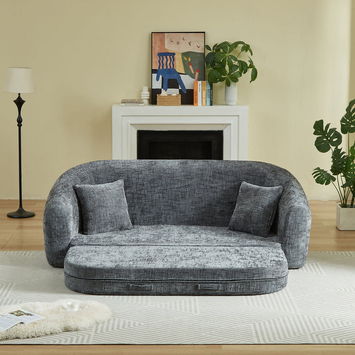 Curved Convertible Sofa, 2 In 1 Fold Out Bed With Pull Out Base And Deep Seat