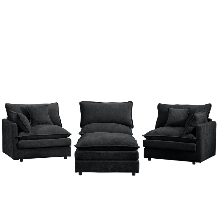 Contemporary Modular Sectional Sofa Set With Movable Ottoman