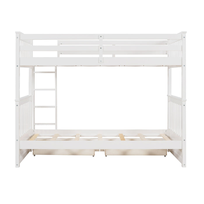 Bunk Bed With Ladders And 2 Storage Drawers