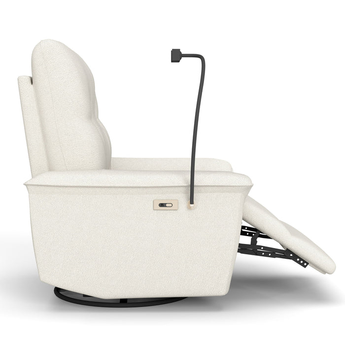 270° Power Swivel Rocker Recliner Chair With Phone Holder, Electric Glider Reclining Sofa With USB Ports For Living Room Bedroom - Beige