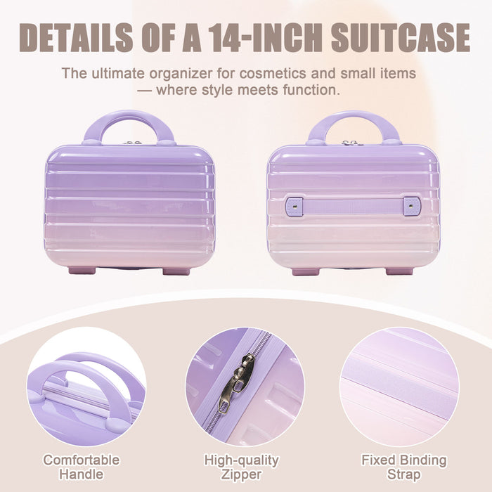 Luggage Set 14" / 20" With Combination Lock And Cosmetic Case
