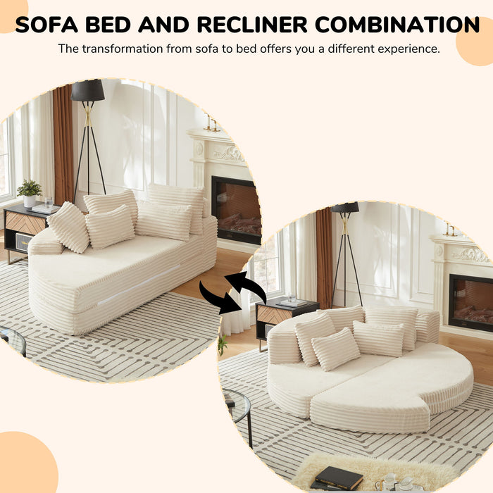 Semi Circular 2 In 1 Sofa Bed With Neck Pillow And Throw Pillows
