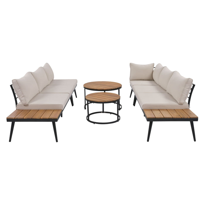 Modern Outdoor Sectional Sofa Set With Nesting Coffee Tables