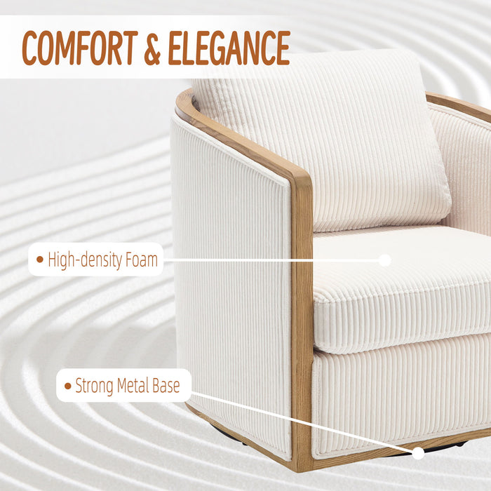 Corduroy Barrel Chair, 360 Degree Swivel