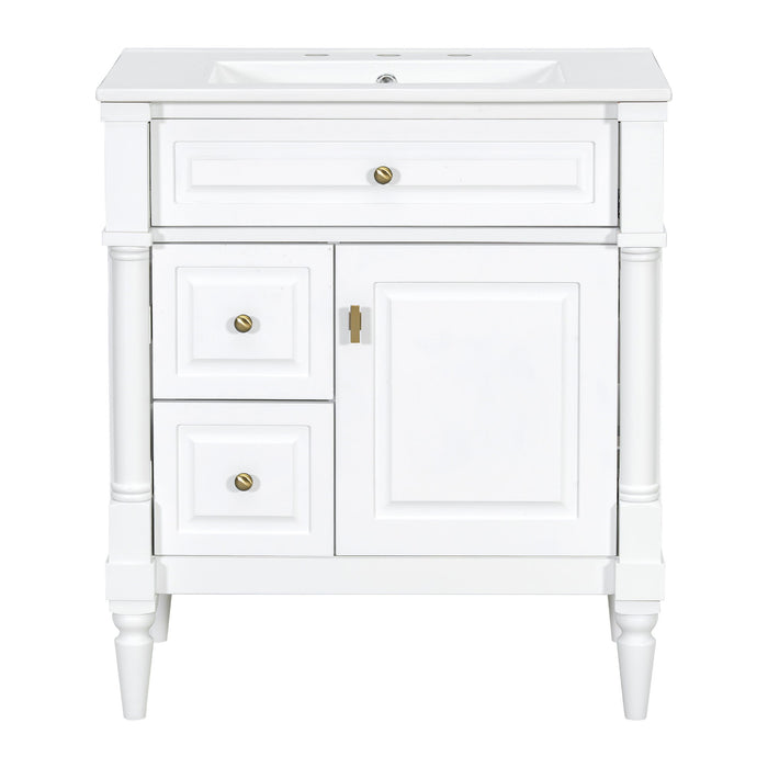 Modern Bathroom Vanity With Sink, Freestanding Cabinet With Flip Drawer & Adjustable Shelf