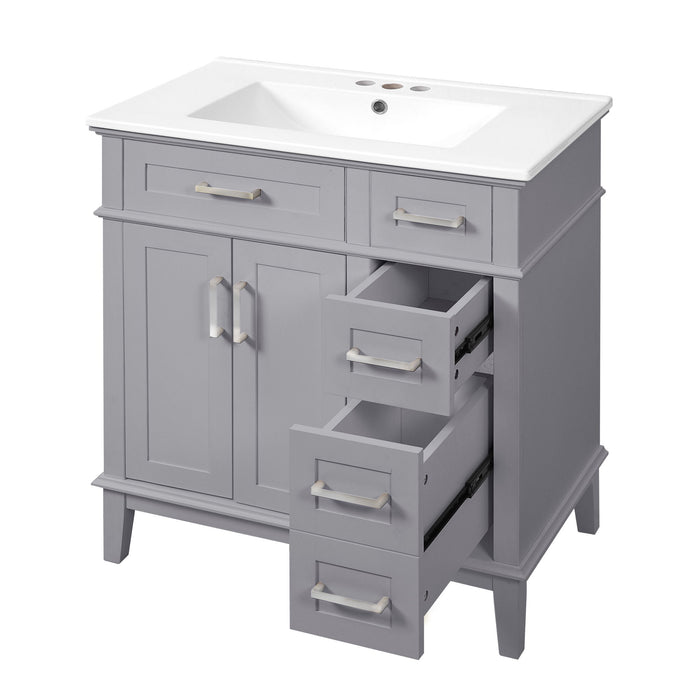 Modern Bathroom Vanity With Sink, Storage Cabinet, Soft Close Doors, Deep & Standard Drawers