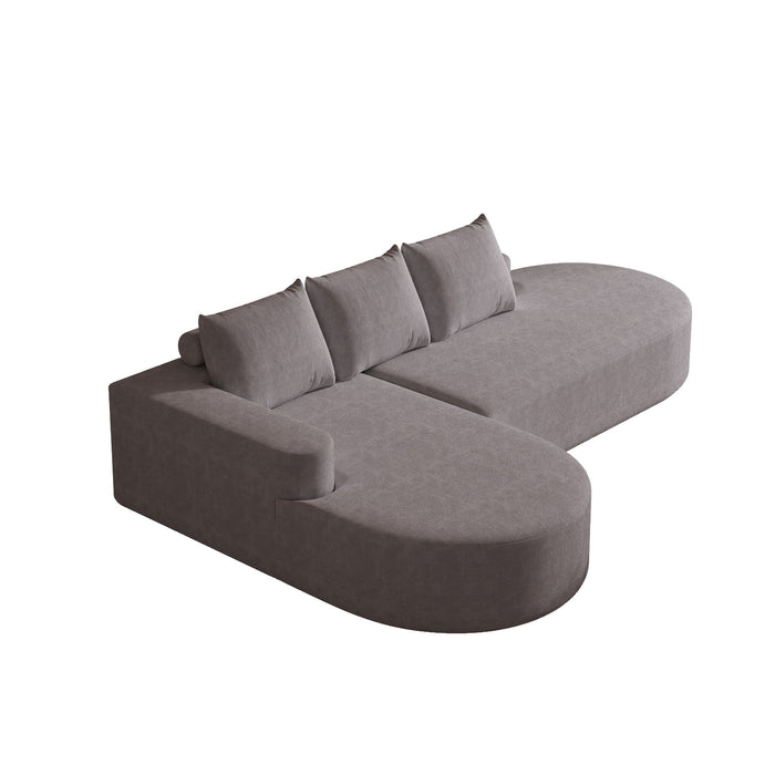 Modern Curved Sofa, L-Shaped Modular Sectional Set With 3 Pillows