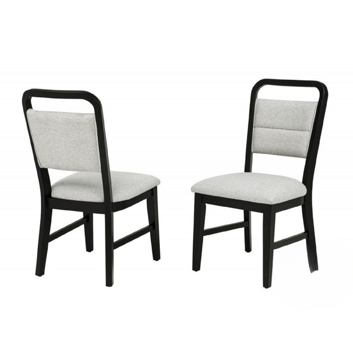 Dining Set With Round Table And 4 Upholstered Chairs - Black / Gray
