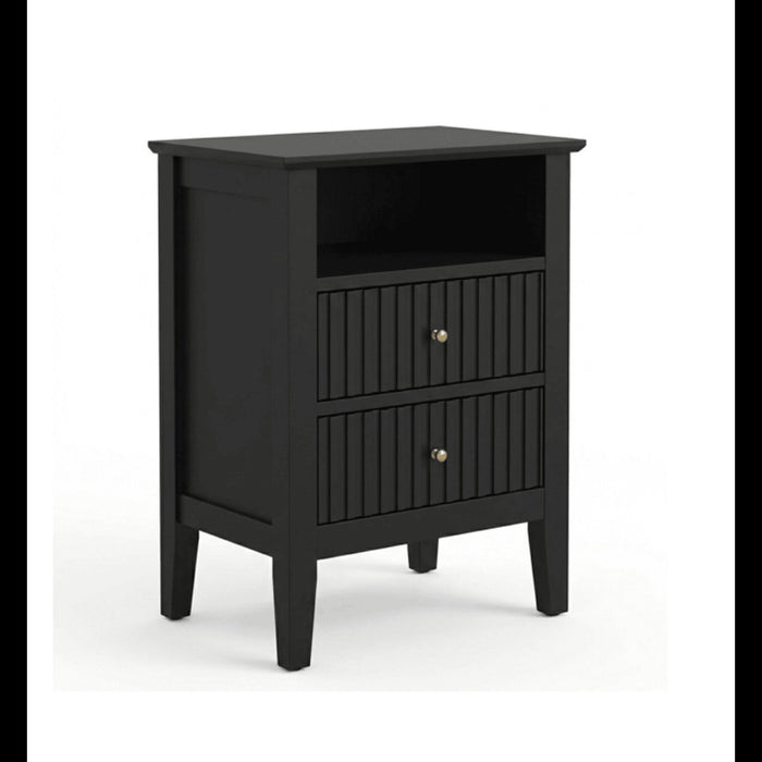 Fluted Nightstand With 2 Drawers