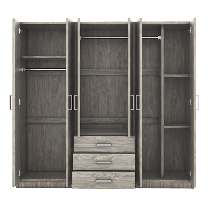 6 Doors Wardrobe Storage For Bedroom, With Big Drawers