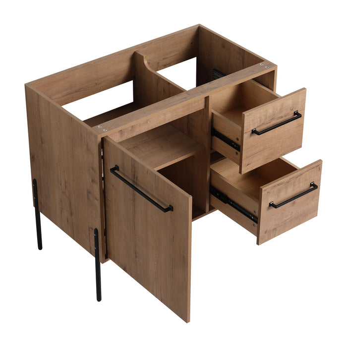 35" Freestanding Bathroom Vanity With Soft Close Doors And 2 Drawers (Vanity Only) - Imitative Oak