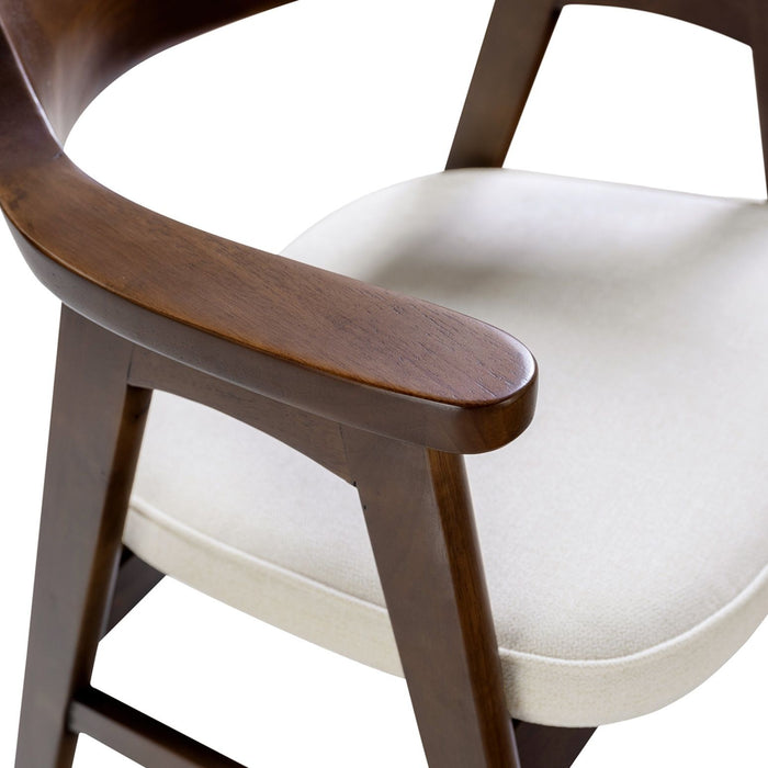 Hayes - Curved Dining Arm Chair - Light Beige