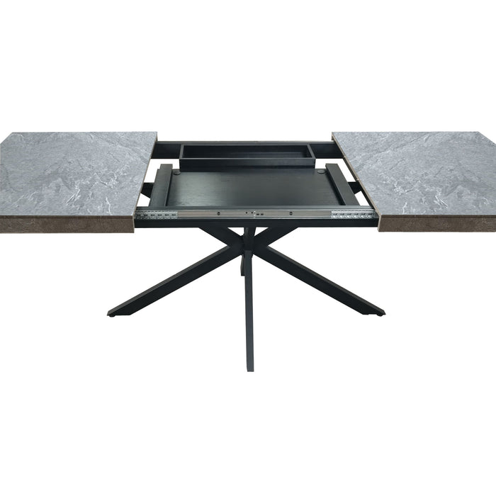 Rectangular Stretch Dining Table With 4 Chairs - Black / Gray