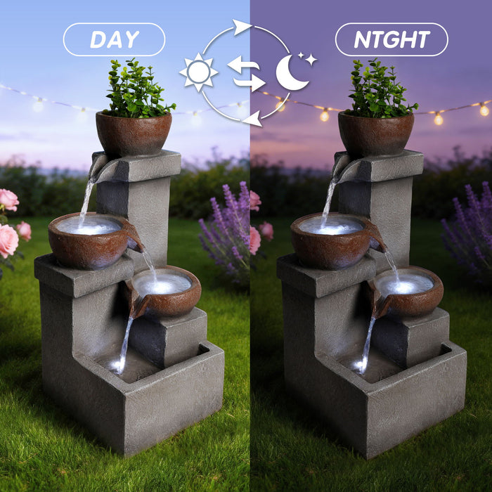 LED Waterfall Fountain Outdoor For Garden - Gray