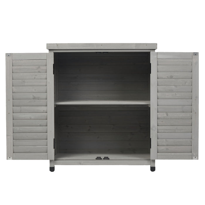 Potting Bench With Storage Cabinet And Metal Table Top For Outdoor