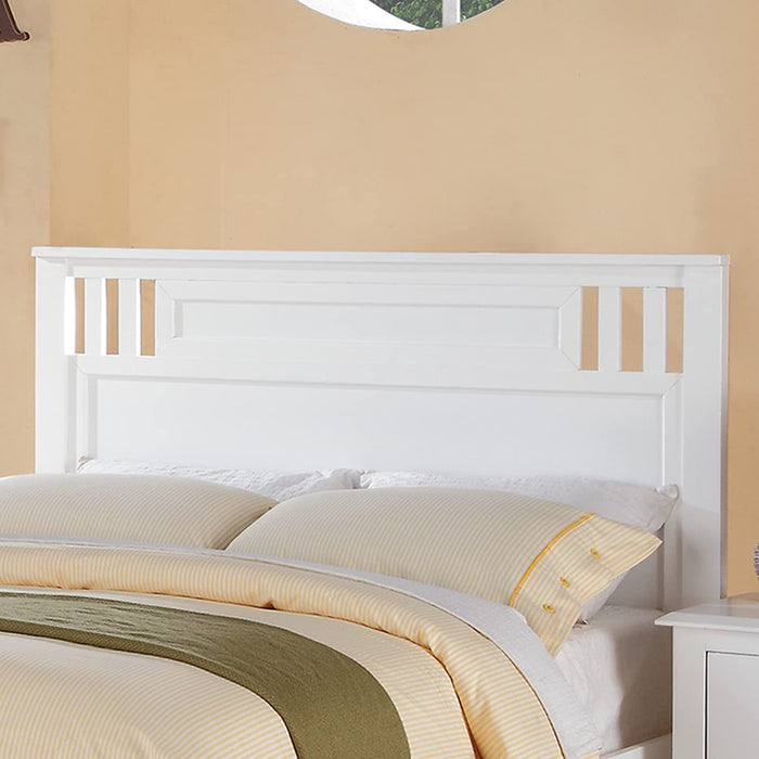 Simple Frame With Headboard And Vertical Carved Design